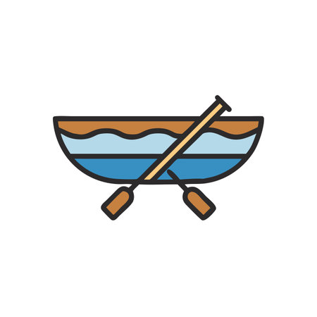 Boat with oars icon in flat style. Boat vector illustration on white isolated background. Boat business concept.のイラスト素材