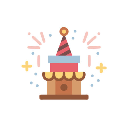 Birthday cake flat color icon. Vector illustration on white background.のイラスト素材