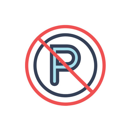 No parking sign. Isolated vector illustration. Outline icon.のイラスト素材