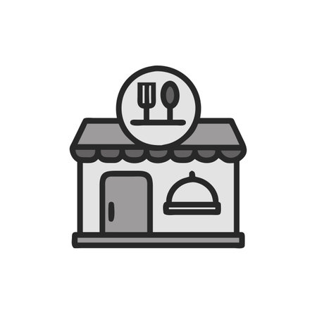 Restaurant icon in flat style. Cafe vector illustration on white isolated background. Cafe business concept.のイラスト素材