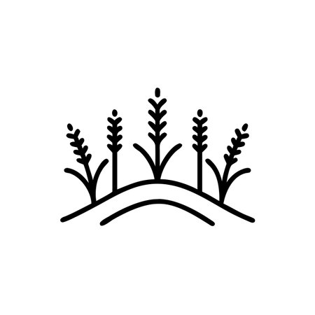 Rice field line icon, concept illustration, outline symbol, vector sign, linear symbol.のイラスト素材