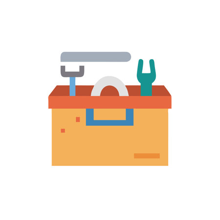 Toolbox flat icon isolated on white background. Tool box flat iconのイラスト素材