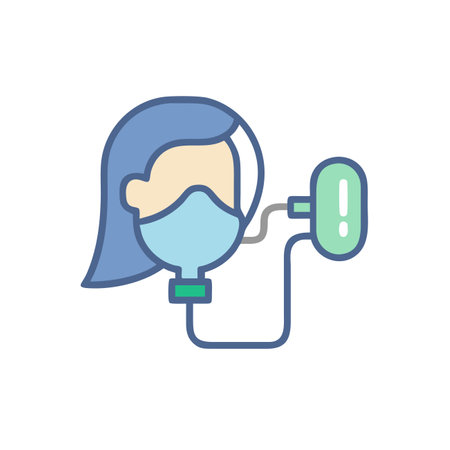 Doctor with stethoscope and mask, flat color vector icon.のイラスト素材