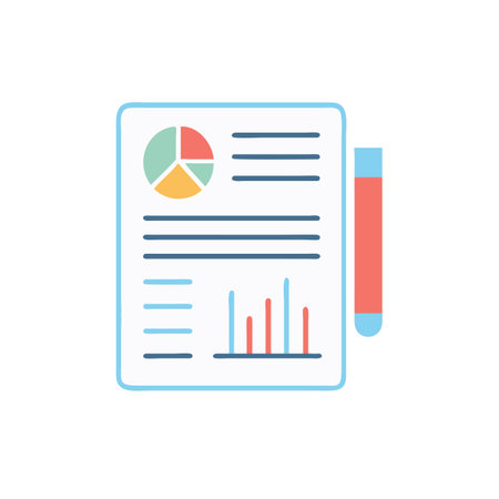 document with graph icon over white background, flat style, vector illustrationのイラスト素材
