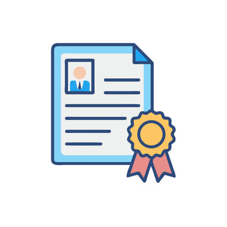 Certificate or diploma flat color icon. Isolated vector element.のイラスト素材