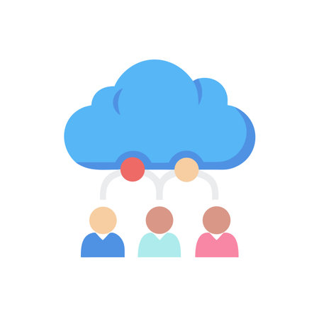 Cloud computing, social media, teamwork icon. Vector illustration in flat styleのイラスト素材
