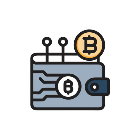 Wallet with bitcoin icon. Outline illustration of wallet with bitcoin vector icon for webのイラスト素材