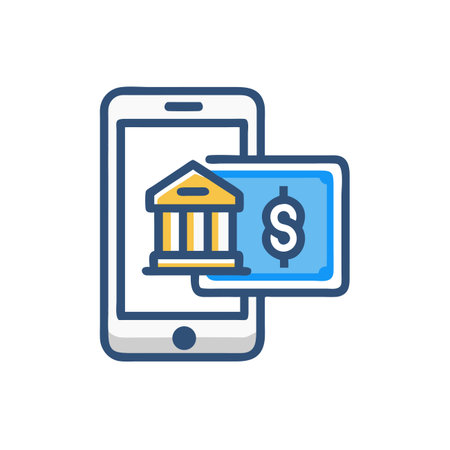 Mobile banking vector line icon. Smartphone and bank, online payment concept.のイラスト素材
