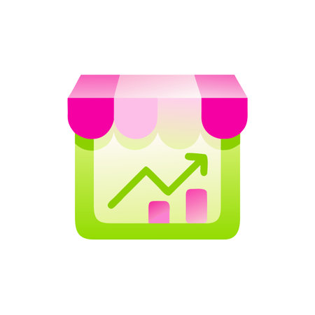 Market growth icon in flat color style. Business success vector illustration on white isolated background. Retail business concept.のイラスト素材