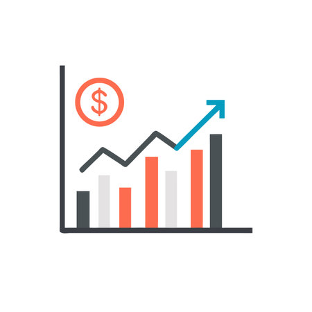 Finance graph icon in flat color style. Diagram with dollarのイラスト素材