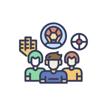 Soccer flat color line icon on white background. Vector illustration.のイラスト素材