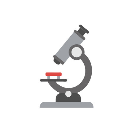 Microscope icon in flat color style. Laboratory equipment scientific research studyのイラスト素材
