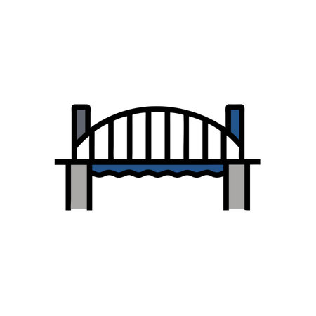 Bridge icon. Vector illustration in flat style. Isolated on white background.のイラスト素材