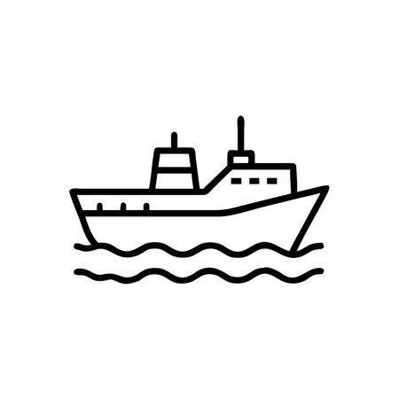 Ship icon vector. A thin line sign. Isolated contour symbol illustrationのイラスト素材