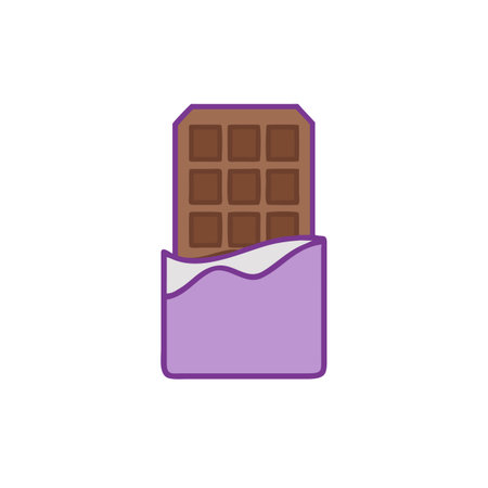 chocolate bar icon over white background, flat style, vector illustrationのイラスト素材