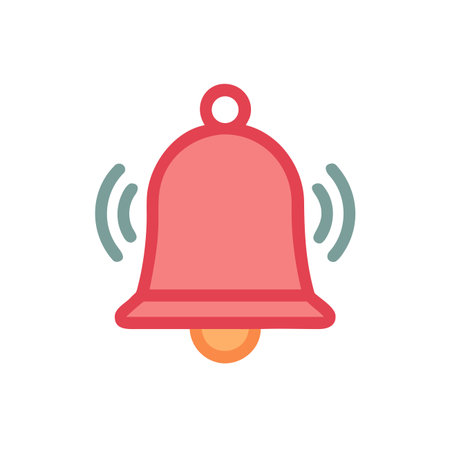 Ringing bell flat color icon. Isolated on white background.のイラスト素材