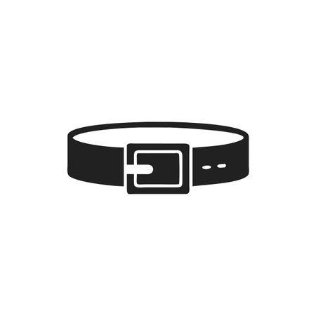 Black belt icon in flat style. Belt vector illustration on white isolated background. Belt business concept.のイラスト素材