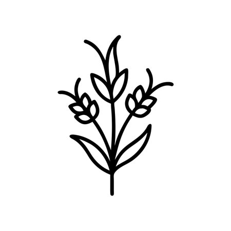 wheat plant nature line style icon vector illustration design thick black lineのイラスト素材