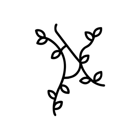 letter k with leafs botanical line style icon vector illustration designのイラスト素材