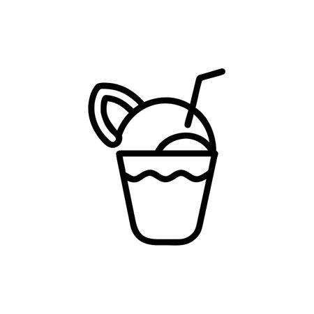 Cocktail icon vector. A thin line sign. Isolated contour symbol illustrationのイラスト素材