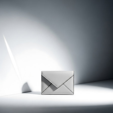 Envelope in a room with light coming from the window.の素材