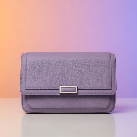 Purple leather clutch on a white background. 3d rendering.の素材