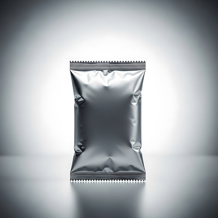 Foil package for coffee or tea on a gray background. 3d renderingの素材