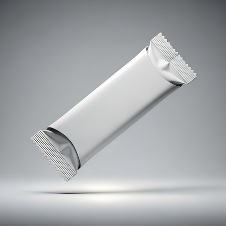 Blank white foil snack bag mockup, 3d rendering.の素材
