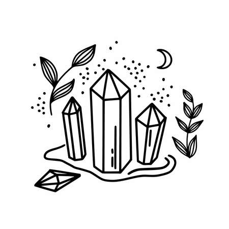 Vector illustration of crystals and precious stones. Vector illustrationのイラスト素材