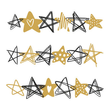 Vector collection of stars drawn by hand. Vector illustrationのイラスト素材