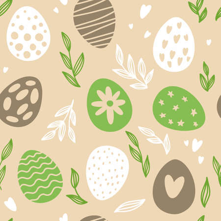 Vector Easter pattern with Easter egg drawingsのイラスト素材