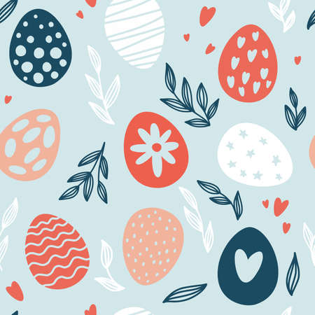 Vector Easter pattern with Easter egg drawingsのイラスト素材