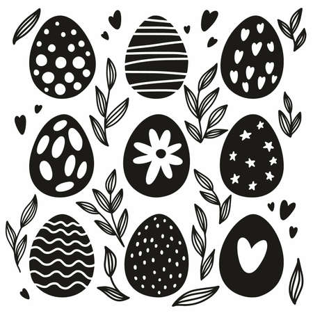 Vector Easter pattern with Easter egg drawingsのイラスト素材