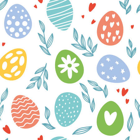 Vector Easter pattern with Easter egg drawingsのイラスト素材