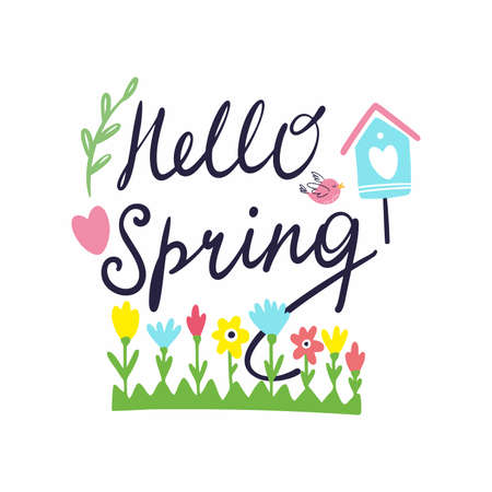Vector bright spring calligraphy written by handのイラスト素材