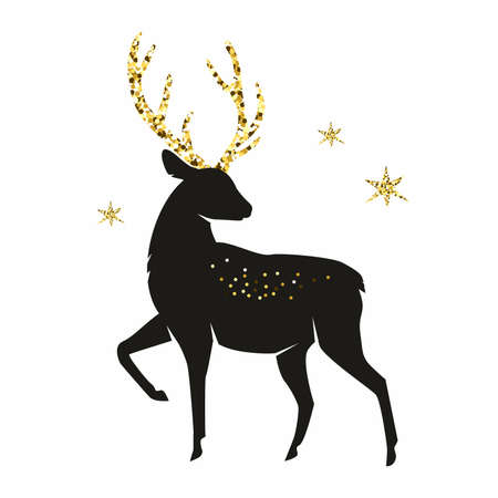 Vector illustration of a deer with golden sequinsのイラスト素材