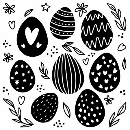 Vector Easter pattern with Easter egg drawingsのイラスト素材