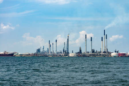 Oil refinery view from boat.の写真素材