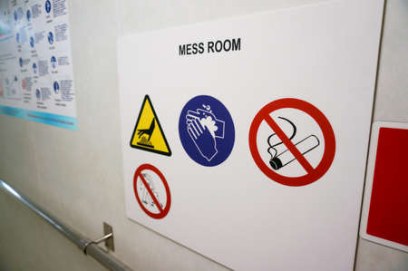 No smoking sign board on offshore jack up drilling rig.の写真素材