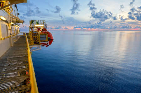 Sunrise view from offshore jackup drilling rig.の写真素材