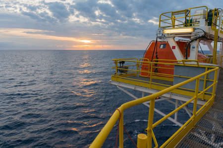 Sunrise view from offshore jackup drilling rig.の写真素材