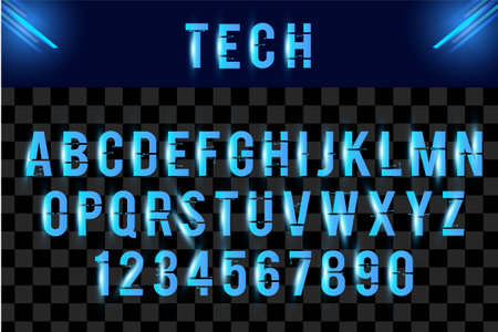 Technology text glow set  vectorのイラスト素材