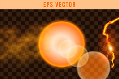 Sun Light Effect EPS Vector Set Orange Colour Sunset Illuminatedのイラスト素材