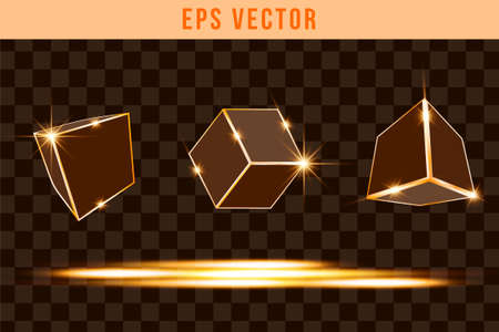 3D Shapes set eps vector orange colour glow sun shape objectのイラスト素材