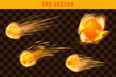 Set fire effect Vector glow object illuminated isolatedのイラスト素材