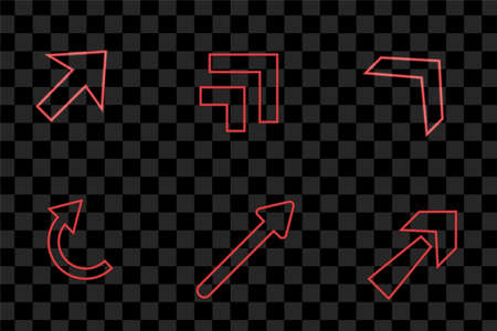Set of Red arrow light neon effect collection isolated eps vectorのイラスト素材
