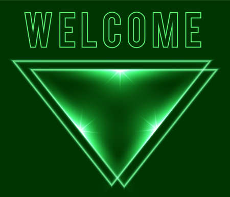 Welcome sign dark green with light neon effect shiny glow eps vector editableのイラスト素材