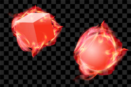 Set of red fire flame burn effect isolated element eps vectorのイラスト素材