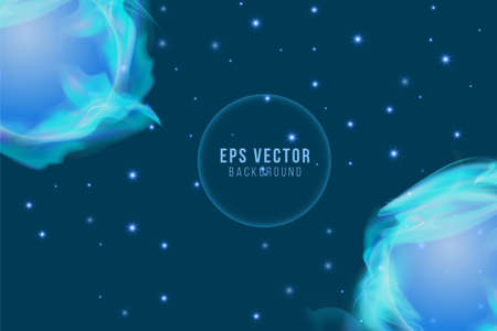 Blue planet background vector meteor asteroid dark galaxy sky space stars at nightのイラスト素材