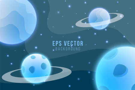 Blue planet background vector meteor asteroid dark galaxy sky space stars at nightのイラスト素材